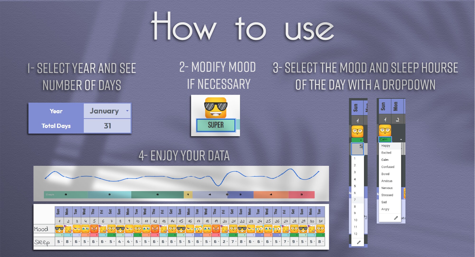 Month Mood Tracker Google Sheets